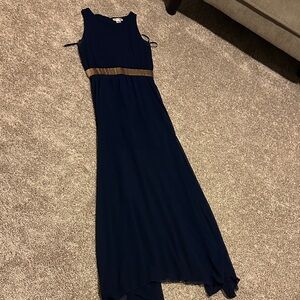 a'gaci Navy Maxi Dress with Gold Accents